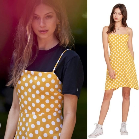 Volcom Retro Yellow Polka Dot Dress - Picture 14 of 16
